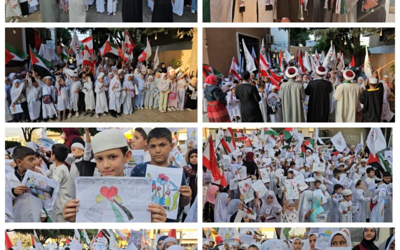 مسيرة ووقفة احتجاجية ونشاطات متنوعة تضامناً مع غزة هاشم (فلسطين) لطلاب مركز عمر بن الخطاب جمعية قولنا والعمل 30 تموز 2025